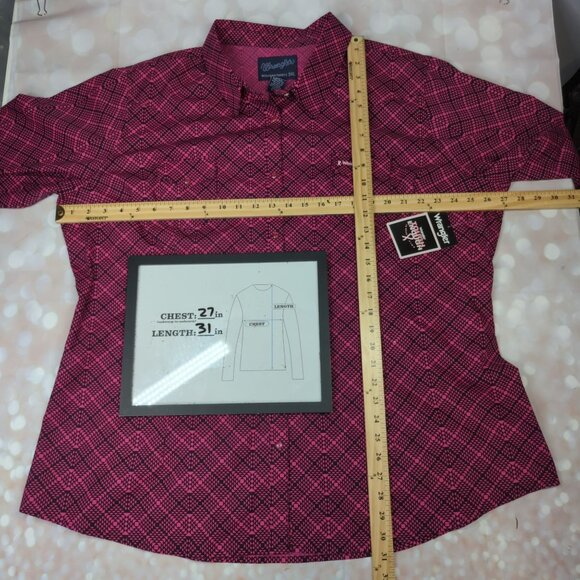 Wrangler Women’s Western Shirt 3XL Pink Black Breast Cancer Awareness Pearl Snap - Picture 9 of 11
